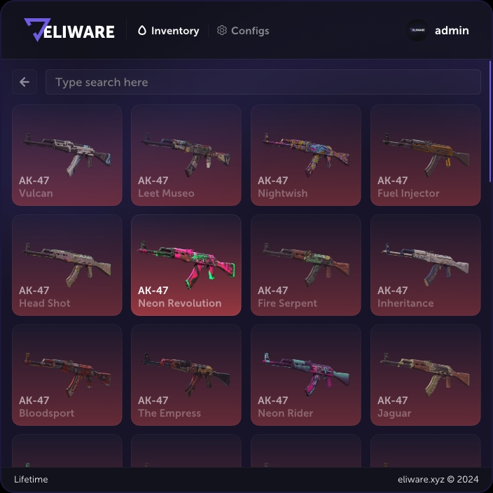 EliWare Skin Changer - Skins Menu